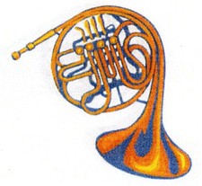 Aufkleber Horn farbig