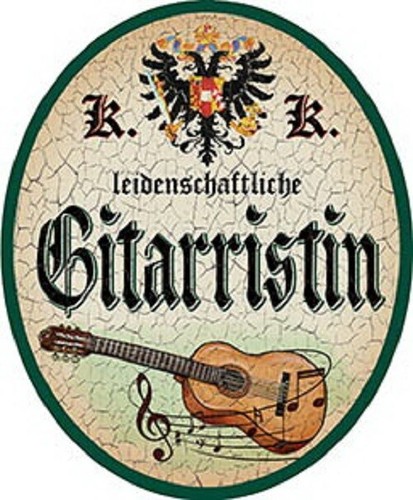 Gitarristin nostalgieschild - gitarristin, +